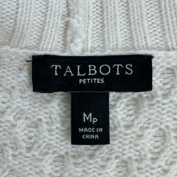 Talbots Cream Lambswool Blend Open Front Cardigan Sweater Womens Petite Size MP - Picture 10 of 12